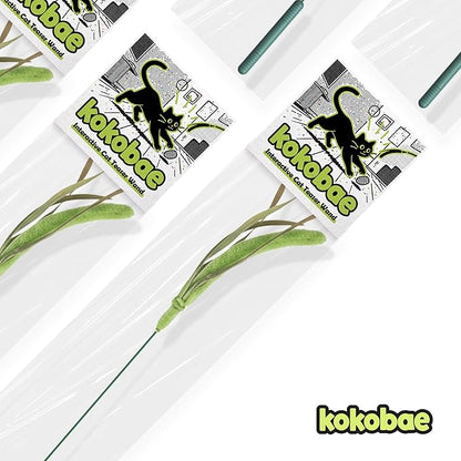 Cat Wand Toy – Cat Toys on a Stick, Interactive Cat Teaser Wand for Indoor Cats, Natural Grass-Inspired Design for Exercise, Hunting, and Bonding