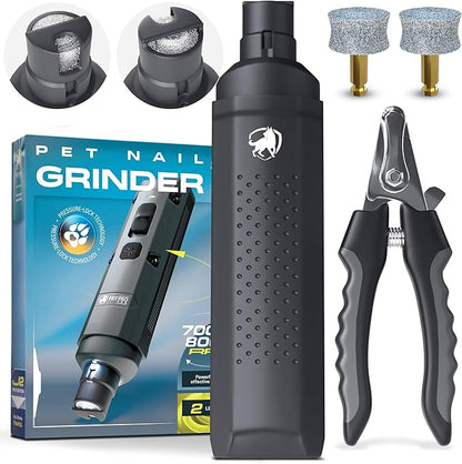 Dog Nail Grinder Quiet Dog Nail File Pet Toenail Grinder for Dogs Quiet Cat Electric Drill Trimmer for Large Dogs Small Medium Pet Electric Trimmer Drill for Dogs with Guard (Grey)