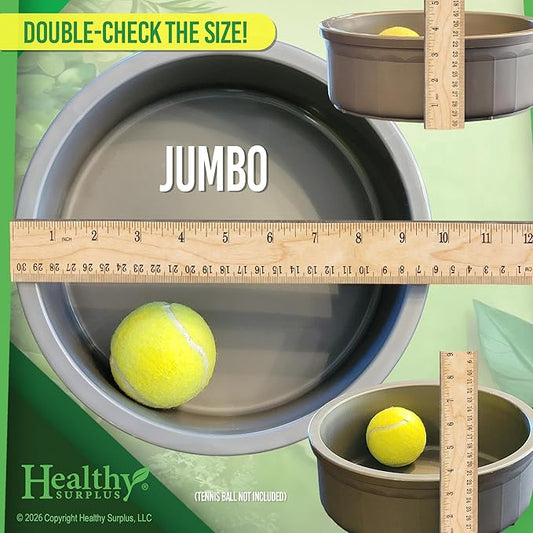 Pet Crock Bowl - Thick Durable Plastic Non-Tip Food & Water Dish for Dogs, Cats & Large Animals - 9.75 Inch Diameter - Indoor/Outdoor - Chew Resistant, Easy Clean (Green, Jumbo 96oz)