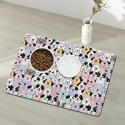 Pet Feeding Mat for Floors Waterproof Dog Mat for Food and Water Absorbent Quick Dry Non Slip mat for Cat Bowls