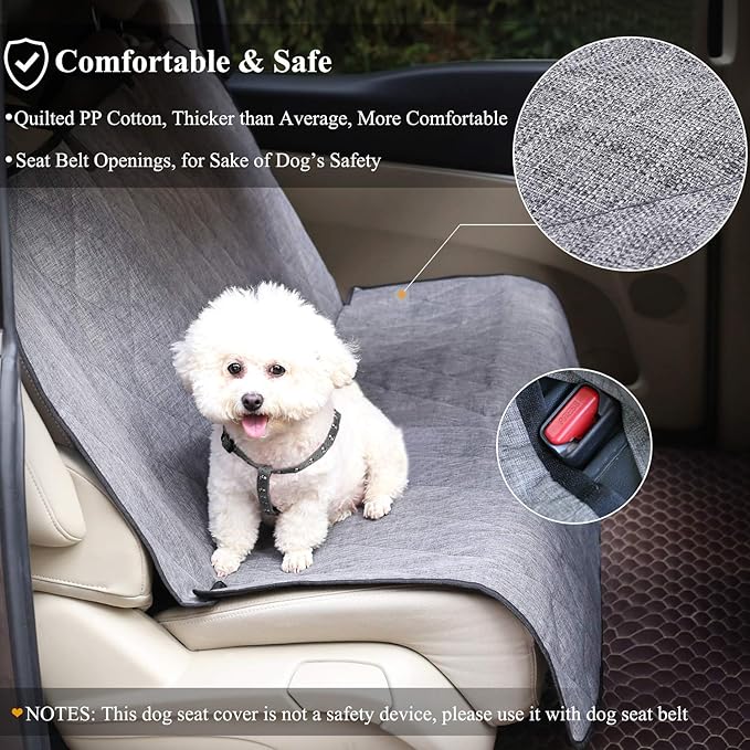 VIVAGLORY Dog Seat Covers, Dog Backseat Cover Pet Bench Protectors with Anti-Slip Backing, Back Seats Cover Rear Seat Covers Car Seat Cover for Dogs, Heather Black, 46" L * 52" W