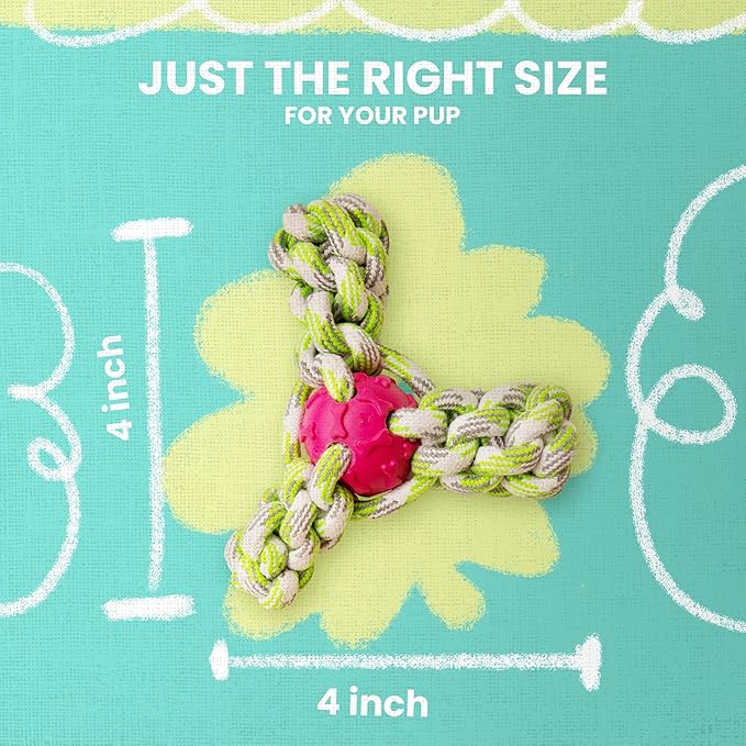 Snugarooz Mini Fling N' Fun Dog Toy – Strong Rubber & Rope Chew Toy for Aggressive Chewers - Perfect for Small Dogs - Aid Dental Health