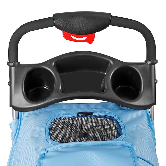 ZENY Foldable Pet Stroller, Cat/Dog Stroller with 3 Wheel, Pet Strolling Cart, Dog Travel Carrier with Storage Basket + Cup Holder (Blue)