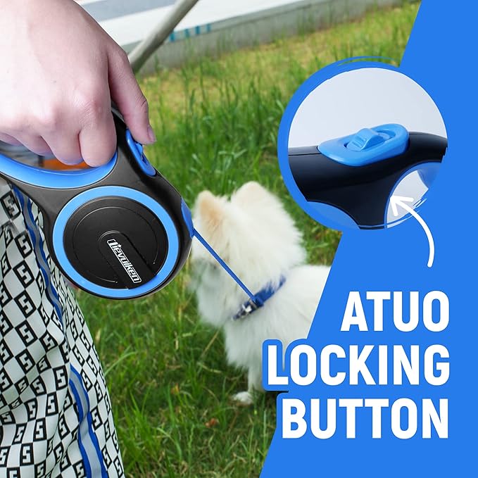26 FT Retractable Dog Leash with No Tangle, Heavy Duty Great Leash for Dog up to 110lbs, One-Handed Brake, with Non-Slip Handle, Strong Nylon Tape for Small, Medium and Large Dogs