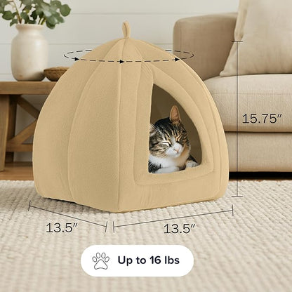 PETMAKER Indoor Cat House with Removable Foam Cushion for Cats, Kittens, Small Dogs & Small Pets, Plush Pet Bed Crate Tent Hideaway with Cozy Soft Interior, Small Animal Sleep & Rest Space