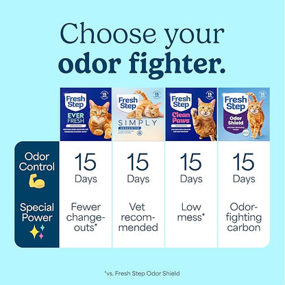 Fresh Step Advanced Ever Fresh Multi Cat Clumping Cat Litter, Unscented, Low Dust, Odor Control with Ammonia Block Tech, Compatible in Automatic Litter Boxes, 32 lb. (2 x 16 lb.)
