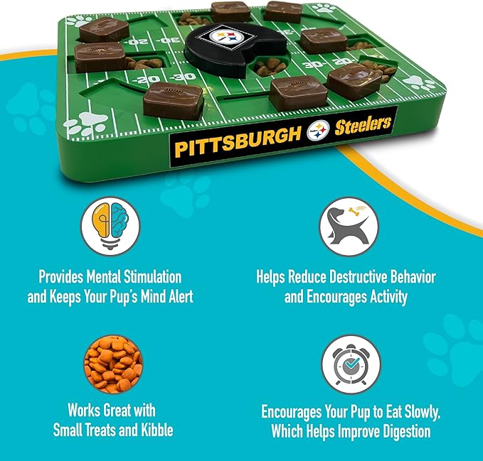 Pets First NFL Pittsburgh Steelers Puzzle Toy, Puzzle Treat Dog Toy, Interactive Dog Treat Toy, Dog Puzzle