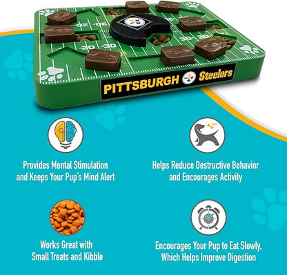 Pets First NFL Pittsburgh Steelers Puzzle Toy, Puzzle Treat Dog Toy, Interactive Dog Treat Toy, Dog Puzzle