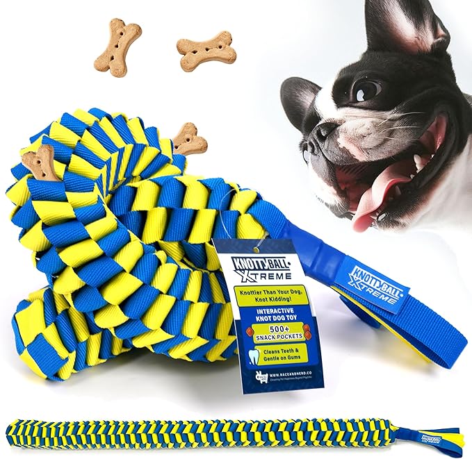 Race&Herd KnottyBall Xtreme Snuffle Ball for Dogs - Interactive Dog Puzzle Toy for Smart Dogs, Treat Puzzle Toys for Dogs Enrichment, Dog Snuffle Toy Ball Treat Dispensing Smart Dog Toys