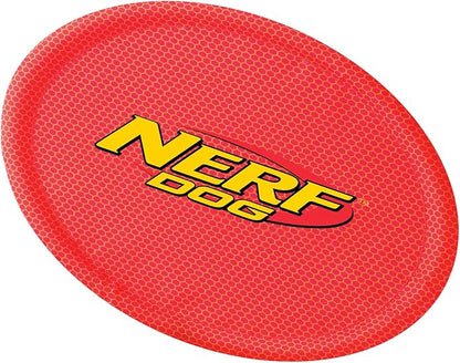 Nerf Dog Nylon Flyer Dog Toy, Flying Disc, Lightweight, Durable and Water Resistant, Great for Beach and Pool, 9 inch diameter, for Medium/Large Breeds, Two Pack, Orange and Red (8959)