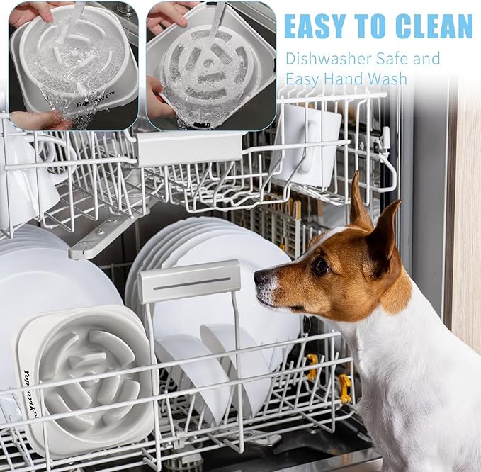 Slow Feeder Dog Bowls for Healthy Eating, Non-Slip and Anti-Choking Design, Reduces Bloating & Overeating for Medium Dogs and Cats, Easy to Clean