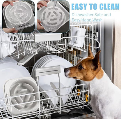 Slow Feeder Dog Bowls for Healthy Eating, Non-Slip and Anti-Choking Design, Reduces Bloating & Overeating for Medium Dogs and Cats, Easy to Clean