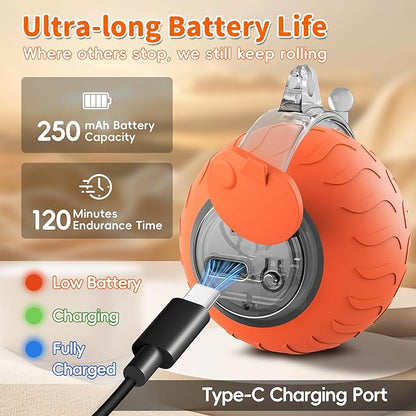 UPSKY Interactive Cat Toy Ball - Automatic Interactive Cat Toys for Indoor Cats, 3-Speed Modes Smart Kitten Toys with Sounds, Rechargeable Cat Ball for Bored Indoor Adult Cats (Orange)