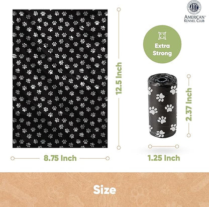 American Kennel Club Extra Thick Dog Poop Bags - Leak-Proof and Scented Waste Bags - 240 Count (16 Refill Rolls) - Durable, Heavy-Duty, Fits Standard Dispensers