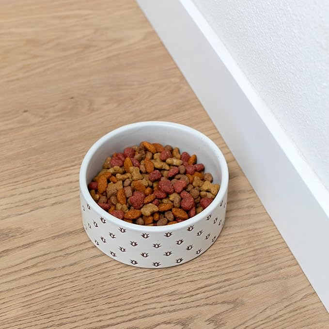 Fringe Studio Speckled Block Bone Medium Wax Resist Ceramic Pet Bowl (6.5" Diameter x 2.5" H, 26 fl.oz.), PetShop Collection (474506)