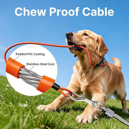 10Ft Auto-Brake Retractable Dog Leash with Chew-Proof Steel Cable, 360° Tangle-Free, Shock Absorbing, Built-in Poop Bag Dispenser, Ergonomic Comfort Grip Handle for Small Medium Dogs Up to 60lbs