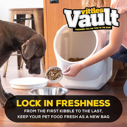 Vittles Vault Traditional Pet Food Storage Container For Dog Kibbles/Bird Seed/Oatmeal/Rice/Flour/Cereal, BPA Free Plastic, Sealed Airtight For Cat Food, Up To 60 lb, Made in USA, With Scoop, Gray
