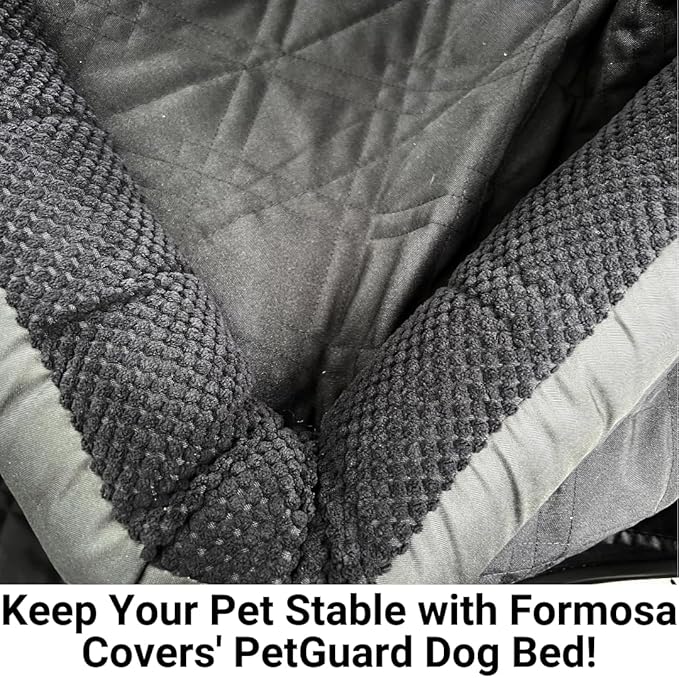 Formosa Covers Premium Heavy Duty Dog Bed Kid Car Back Seat Cover with PetGuard | Waterproof, Fitted Washable Protector, Pet Won't Slide | Zipper for Cup Holder | Fits Truck, SUV, Van, 56" x 94" Black