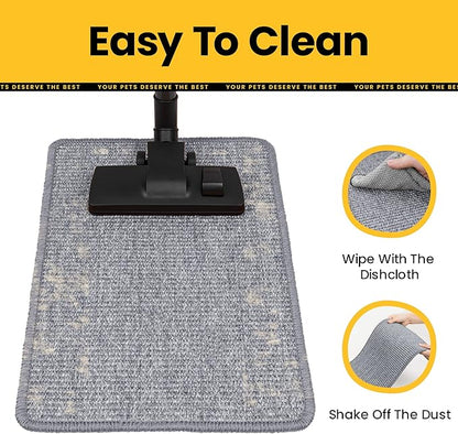 Cat Scratcher Mat,Natural Sisal Cat Scratch Pad with Hook&Loop Tape,Horizontal Floor Kitty Scratching Pads Rug for Indoor,Cat Furniture Protector for Couch&Carpets&Sofas, Medium, Grey, 2 Pack