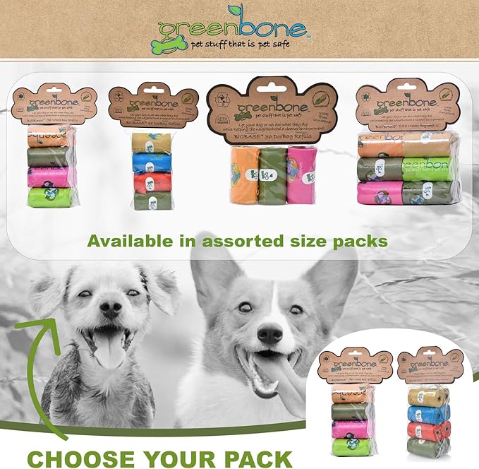 Greenbone BioBase Pet Poop Bags - 8 Rolls, 96 Bags - 13 Inch x 9 Inch
