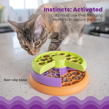 Catstages Kitty Lickin' Layers Interactive Cat Slow Feeder Treat Puzzle Toy, Dry or Wet Food, Mental Stimulation, Foraging Toy with 80+ Compartments