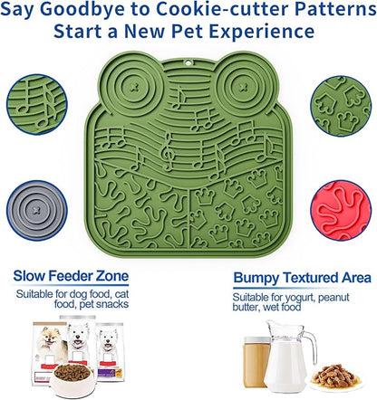 LPFALASAT Frog 3 Pack - Silicone Dog & Cat Lick Mat with Suction Cups - Anxiety Relief/Promotes Healthy Eating/Frozen & Dishwasher Safe - Pet Peanut Butter Lick Pad