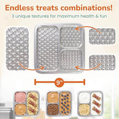 2 Pack - Stainless Steel Lick Mat for Dogs & Cats, Large Non-Slip Slow Feeder Pad with Suction Cups, Chew-Proof Dog Licking Mat for Anxiety Relief, Bathing & Grooming Time
