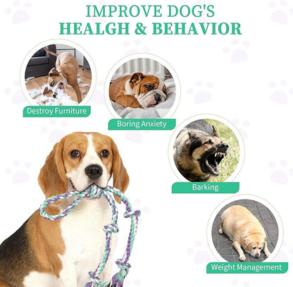 Dog Rope Toys for Large/Medium Aggressive Chewers, Tough Cotton Chew Toy, 3 Feet 5 Knots Indestructible, Tug of War Dog Pull Rope Teeth Cleaning (5 knot-19.5In)