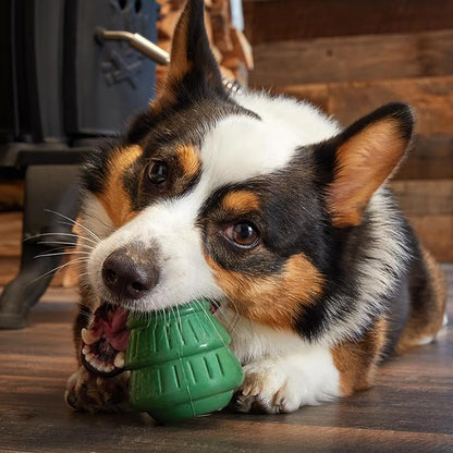 Barkbox Tough Timber Tree Super Chewer Dog Toy – Durable Natural Rubber Treat-Dispensing Christmas Tree Toy with Wacky Bounce – Tough Holiday Fun for Medium to Large Dogs