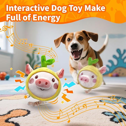 Interactive Dog Toys, [Newly Upgraded] Moving Dog Toy to Keep Them Busy, Bouncing Dogs Toy/Squeaky Rolling Ball with Jumping Music Mode for Small Medium Large Dogs (Upgrade Pig)