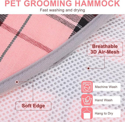 BEAUTYZOO Dog Grooming Hammock for Small Dogs Cat- Dog Sling for Nail Trimming/Clipping- Dog Hanging Harness Holder with Thick Fabric Neck Support & Strap Restraint Claw Care, Pink M