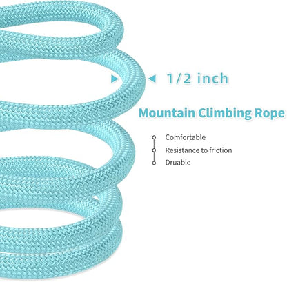 Mile High Life Dog Leash, with Comfortable Padded Handle, Turquoise Nylon Rope Leash with Steel Tips, Heavy Duty 5 Feet Pet Leashes (Turquoise,60 Inches)