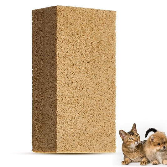 Pet Hair Remover Sponge Cat and Dog Hair Sponge Rubber Pet Fur Lifter Removal Tool, Remove from Furniture, Carpet, Bedding, Clothing, 6.26 x 3.28 x 1.89 Inch(Khaki,1 Pack)