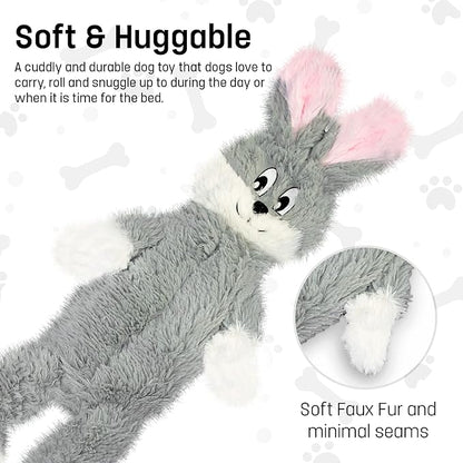 FGA MARKETPLACE Monkey-Grey Rabbit Flat NO Stuffing NO Squeak Plush Dog Toy, Funny Style Will Entertain Your Pet for Hours, Recommended for Small and Medium Dog 21 INCH Long