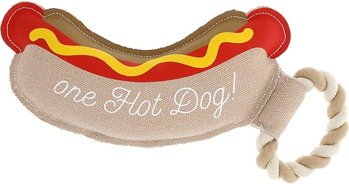 Pavilion Gift Company - Hot Dog - 12" Canvas Rope Dog Toy Chew Tug of War Hot Dog Best Friend Doggy Puppy K9 Gift