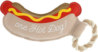 Pavilion Gift Company - Hot Dog - 12" Canvas Rope Dog Toy Chew Tug of War Hot Dog Best Friend Doggy Puppy K9 Gift