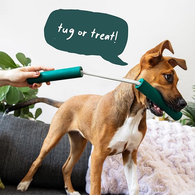 WOOF Nomchucks - Dual Puzzle Feeder Enrichment Dog Toy and Tug Toy with 3 Interactive Zones - Designed with Long-Lasting Nylon Rope and Natural Rubber - Pairs Puzzle Treats