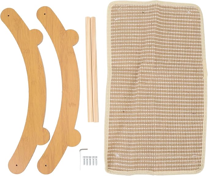 Cat Hammock Chair, Scratch Wooden Cat Lounger with Sisal Scratcher, Cat Rest Bed for Home Furniture Protector, Comfortable Cat Scratching Board Lounge (L)