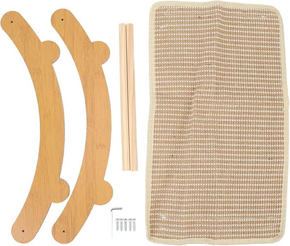 Cat Hammock Chair, Scratch Wooden Cat Lounger with Sisal Scratcher, Cat Rest Bed for Home Furniture Protector, Comfortable Cat Scratching Board Lounge (L)