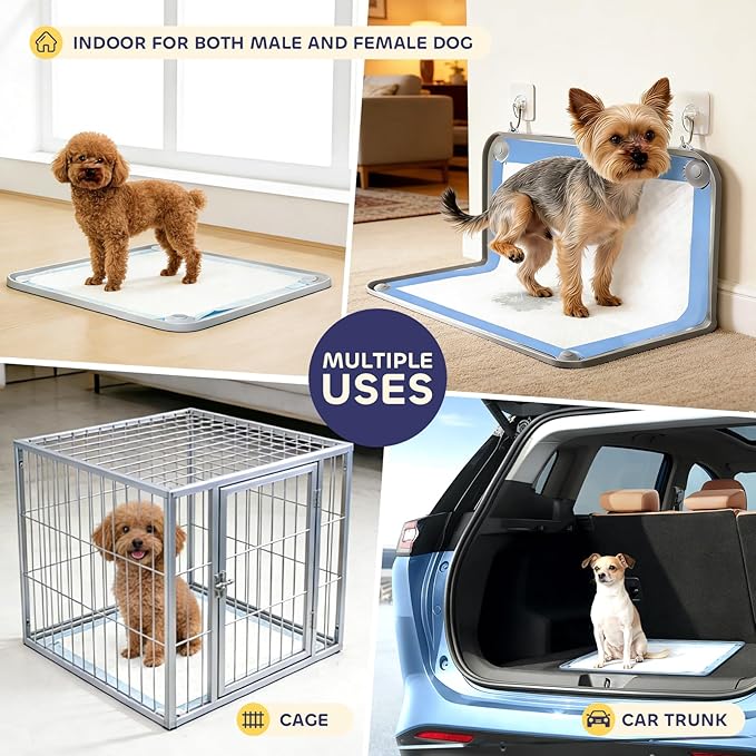Silicone Pee Pad Holder for Dogs Fits Up to 24" x 24" Small Training Pads Leak-Proof Non-Slip Puppy Pee Pad Holder with Fixed Buttons Portable Easy to Clean
