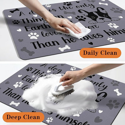 Pet Feeding Mat for Floors Waterproof Dog Mat for Food and Water Absorbent Quick Dry Non Slip mat for Cat Bowls
