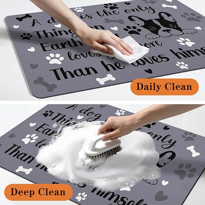 Pet Feeding Mat for Floors Waterproof Dog Mat for Food and Water Absorbent Quick Dry Non Slip mat for Cat Bowls