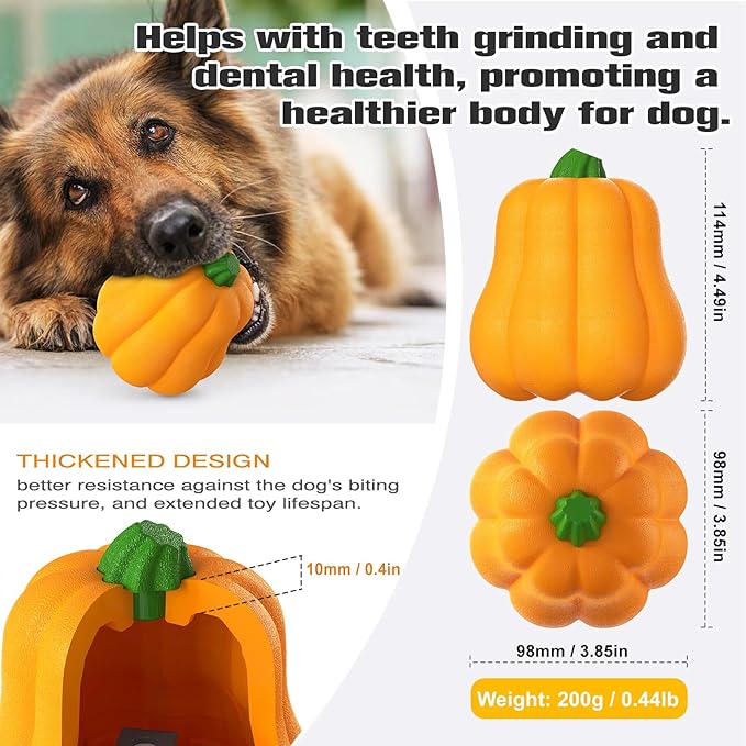 GOLDROC Pumpkin Squeaky Dog Toy for Medium & Large Breeds, Interactive Fetch & Chew Toy for Aggressive Chewers, Fun Halloween Theme for Playtime (Pumpkin)
