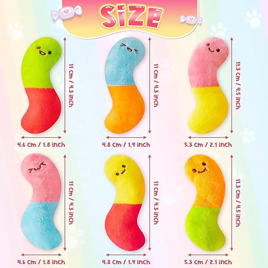 L1rabe Worm Candy Catnip Stuffed Toys - 6P Summer National Pet Day Worm Organic Cat Toys Funny Indoor Chew Bite Kick Tools, Interactive Pet Supplies Cat Lovers Kittens Birthday Pet Presents