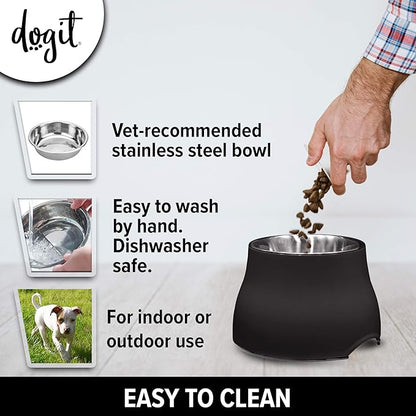 Dogit Elevated Dog Bowl, Stainless Steel Dog Food and Water Bowl for Large Dogs, Black, 73752