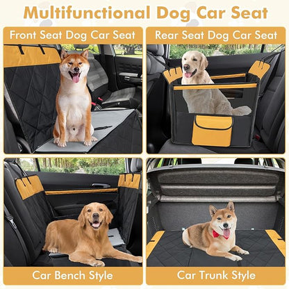 Dog Seat Cover, Pet Car Seat Cover for Dogs with Breathable Mesh, Storage Pocket & Side Strap, Dog Hammock for Cars, Trucks & SUVs (Medium Size)