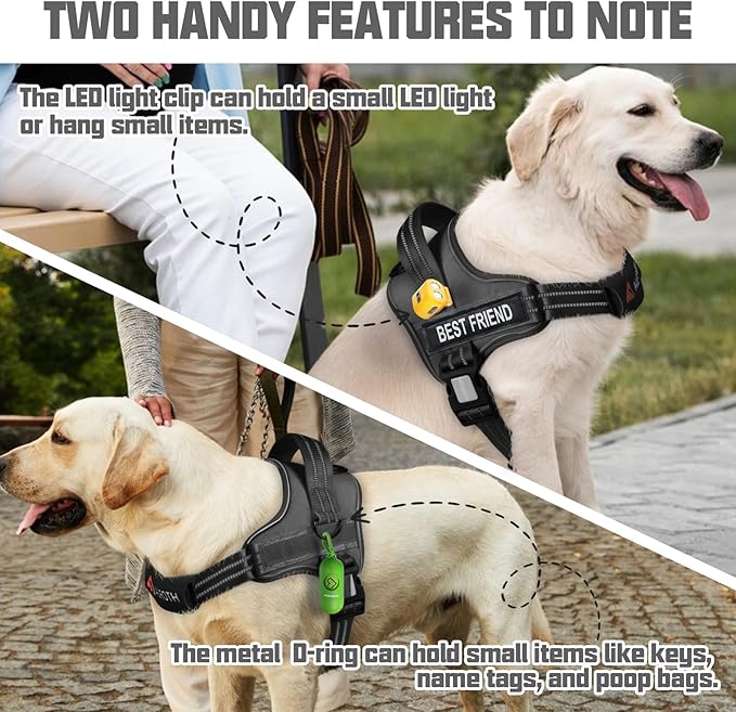AUROTH Dog Harness and Leash Set, Soft Padded Service Dog Vest with 5.25FT Dog Leash, No Choke, Easy On Pet Vest, Adjustable Reflective No Pull Dog Harness Small Sized Dog, Easy Walking and Training