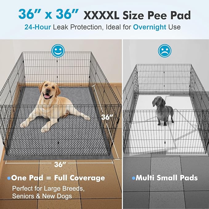Gimars Upgrade Odor Control 4XL 36x36 Extra Large Thicken 9 Layers Extra Absorbent Charcoal Pee Pads for Dogs - Leak Proof Dog Training Pads Quick Dry - 30 Counts