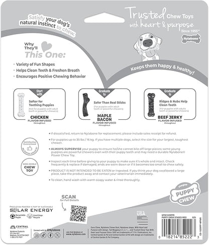 Nylabone Puppy Stages Chew Toy Set, Teething and Chewing Toys for Growing Puppies, Chicken, Maple Bacon, & Beef Jerky Flavors, Medium Dogs - Up to 35 lbs., 3 Pack