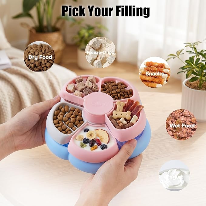 Slow Feeder Dog Bowl 3 Levels - Non-Slip Puzzle Enrichment Toy for Small Medium Breeds, Reduces Boredom and Anxiety, Colorful, BPA-Free